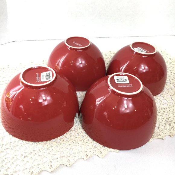 Crate & Barrel Red Notched Noodle Rice Ramen Bowls (set of 4) - Picture 6 of 7